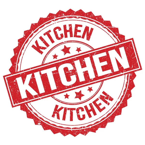 Kitchen Tekst Napisany Czerwonym Okrągłym Znaku Znaczka — Zdjęcie stockowe