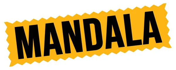 Mandala Text Auf Orange Schwarzem Zick Zack Stempelschild — Stockfoto
