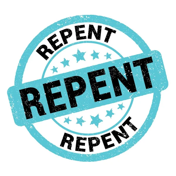Repent Text Written Blue Black Grungy Stamp Sign — 图库照片