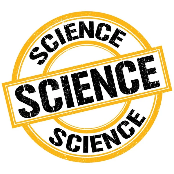 Текст Science Написаний Жовто Чорному Круглому Знаку Марки — стокове фото