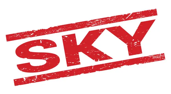 stock image SKY text written on red rectangle stamp sign.