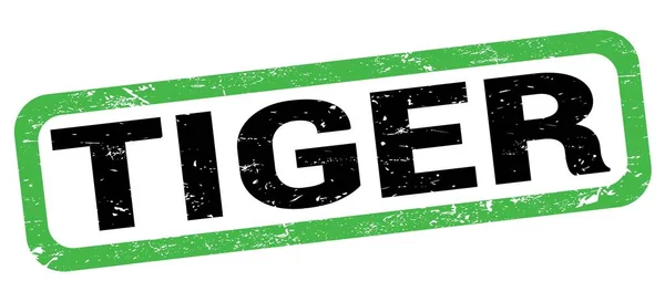 Текст Тигра Написанный Знаке Зелено Чёрного Прямоугольника — стоковое фото