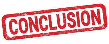 Kırmızı dikdörtgen damga işareti üzerine yazılmış CONCLUSION metni.