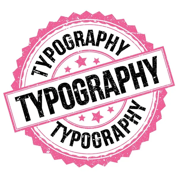 Typography Κείμενο Γραμμένο Ροζ Μαύρο Στρογγυλό Σήμα Σφραγίδα — Φωτογραφία Αρχείου
