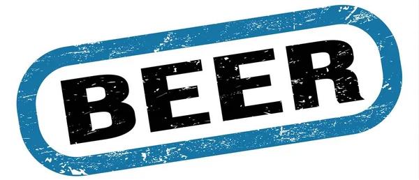 Beer 蓝黑色矩形邮票上的文字 — 图库照片