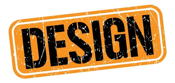 Design Szöveg Narancssárga Fekete Grungy Bélyegzőtáblára Írva — Stock Fotó