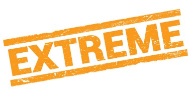Turuncu dikdörtgen damga işareti üzerine yazılmış EXTREME metni.