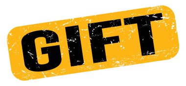 Sarı-siyah grungy işareti üzerine yazılmış GIFT metni.