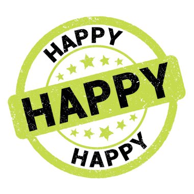 Yeşil-siyah grungy işareti üzerine yazılmış Mutlu metin.