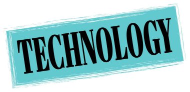 Mavi-siyah dikdörtgen işareti üzerine yazılmış TECHNOLOGY metni.