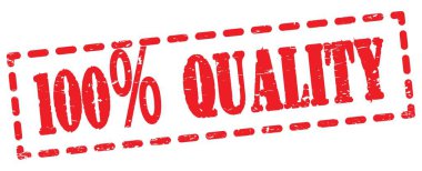 Kırmızı pano işareti üzerine yazılmış% 100 nicelik metni.