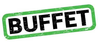 Açık büfe metni yeşil-siyah dikdörtgen mühür işareti üzerine yazılmış.