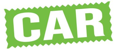 Yeşil zig-zag pul işareti üzerine yazılmış bir araba metni.