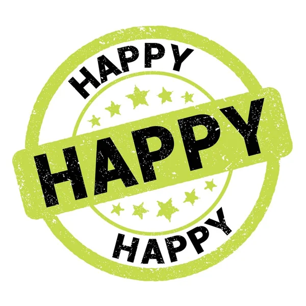 Happy Text Written Green Black Grungy Stamp Sign — Stock Photo, Image