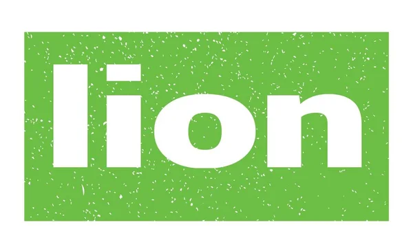 Текст Lion Написаний Зеленому Гранжевому Знаку Марки — стокове фото