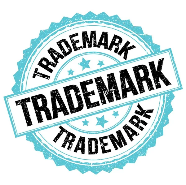 Trademark文字 用蓝黑色圆形邮票标志书写 — 图库照片