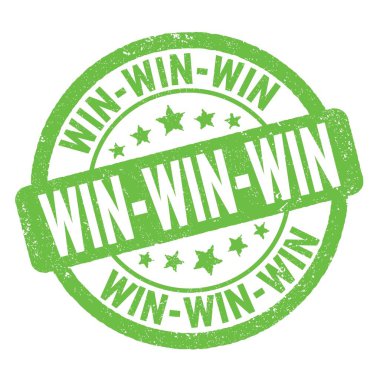 WIN-WIN-WIN metin yeşil grungy mühür işareti üzerine yazılmış.