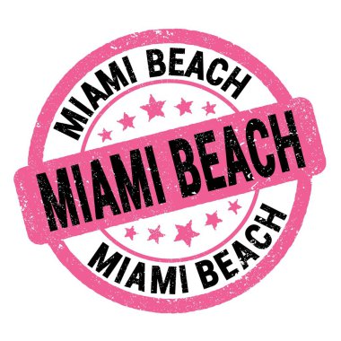 Miami plajı metni pembe-siyah grungy işareti üzerine yazılmış..