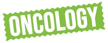 Yeşil zig-zag işareti üzerine yazılmış ONCOLOGY metni.