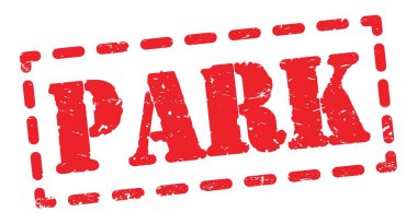 Kırmızı çizgi işareti üzerine yazılmış PARK metni.