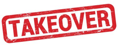 Kırmızı dikdörtgen damga işareti üzerine yazılmış TAKEover metni.