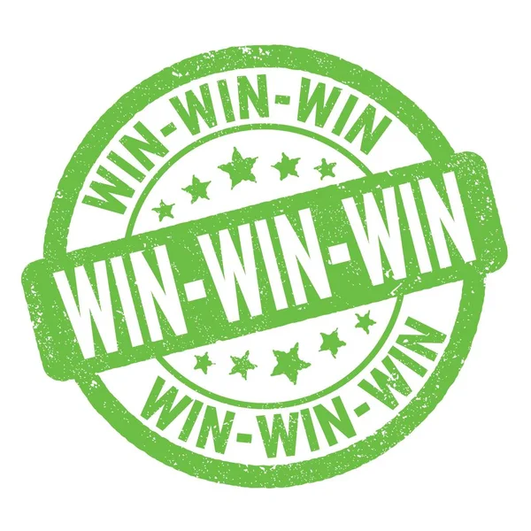Win Win Winテキスト緑のグランジスタンプ記号 — ストック写真