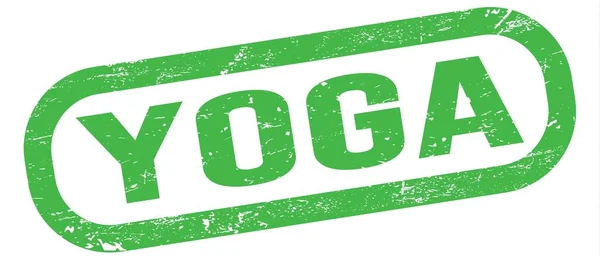 Yoga Text Geschrieben Auf Grünem Rechteck Stempelschild — Stockfoto