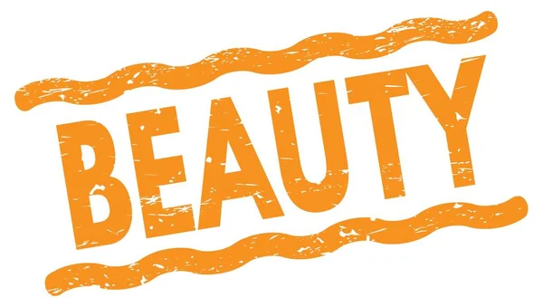 Beauty Testo Scritto Linee Arancioni Timbro Segno — Foto Stock
