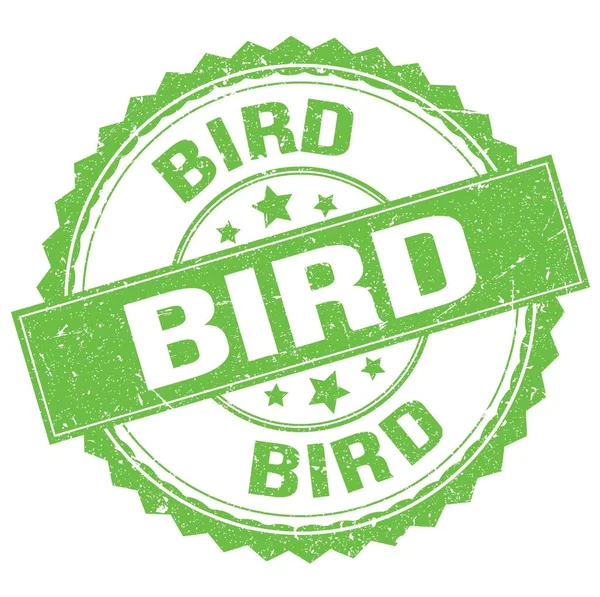 stock image BIRD text written on green round stamp sign