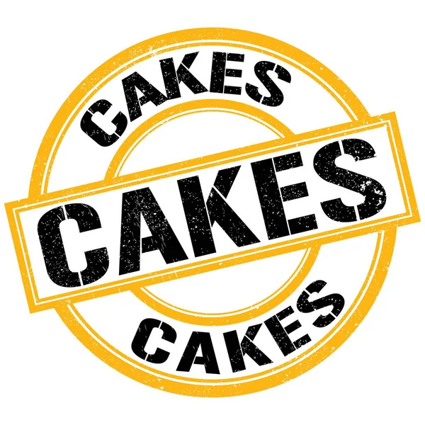 Kuchen Text Geschrieben Auf Gelb Schwarzem Runden Stempelschild — Stockfoto