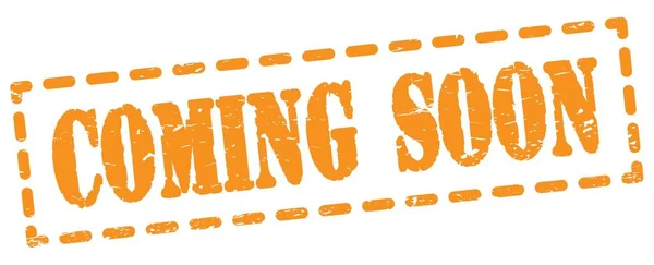 Coming Soon Text Written Orange Dash Stamp Sign — Stock fotografie