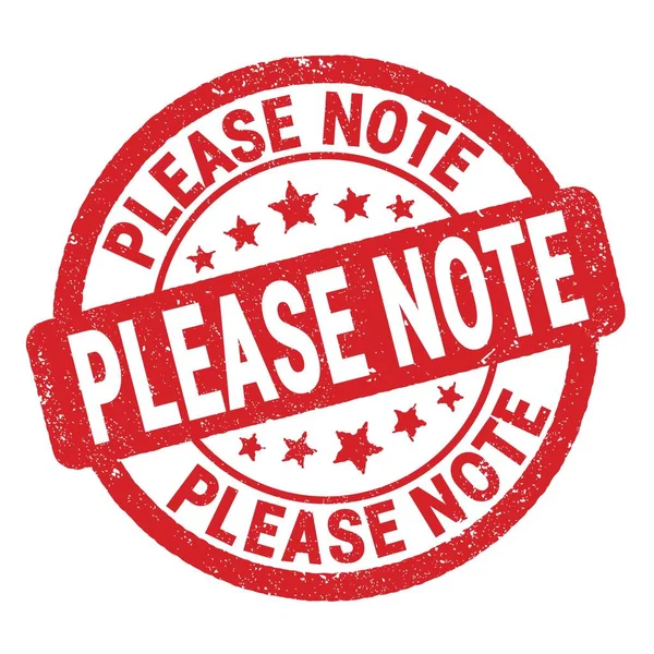 Please Note Text Written Red Grungy Stamp Sign — Stock Fotó