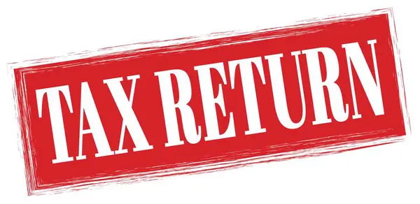 Tax Return Tekst Napisany Czerwonym Prostokątnym Znaku Znaczka — Zdjęcie stockowe