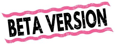 Pembe-siyah çizgi işareti üzerine yazılmış BETA VERSION metni.