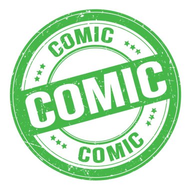 Yeşil yuvarlak grungy işareti üzerine yazılmış COMIC metni