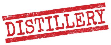 Kırmızı grungy satır işareti üzerine yazılmış DISTILLERY metin.