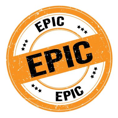 EPIC metin turuncu-siyah yuvarlak grungy işareti üzerine yazılmış