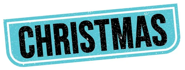 Vánoční Text Napsaný Modročerném Grungy Razítku — Stock fotografie