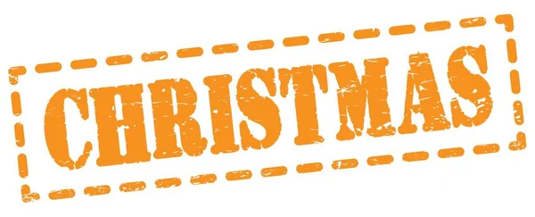 Christmas Text Written Orange Dash Stamp Sign — 图库照片