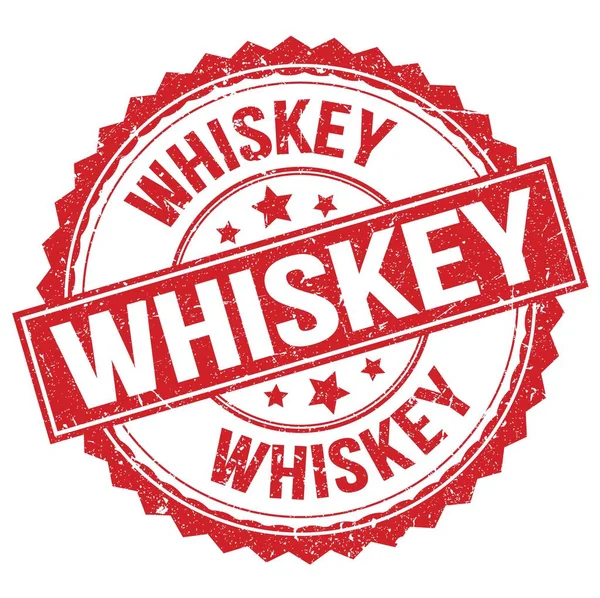 Whiskey Felirat Piros Kerek Bélyegzőtáblára Írva — Stock Fotó