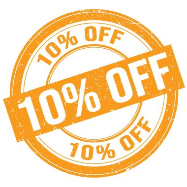 Turuncu yuvarlak grungy işareti üzerine yazılmış% 10 indirimli metin