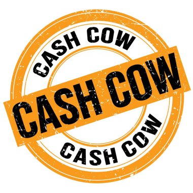 CASH İnek metni turuncu-siyah yuvarlak grungy işareti üzerine yazılmış