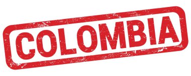 COLOMBIA text written on red rectangle stamp sign.