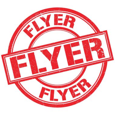 Kırmızı yuvarlak pul işareti üzerine yazılmış FLYER metni