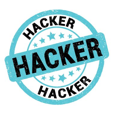 HACKER metin mavi-siyah grungy işareti üzerine yazılmış.