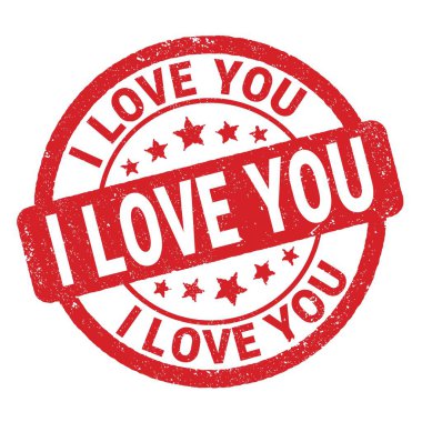 I LOVE YOU text written on red grungy stamp sign.