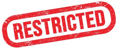 RESTRICTED, kırmızı dikdörtgen mühür işareti üzerine metin.