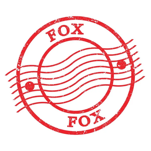 Fox Texto Escrito Rojo Grungy Sello Postal — Foto de Stock