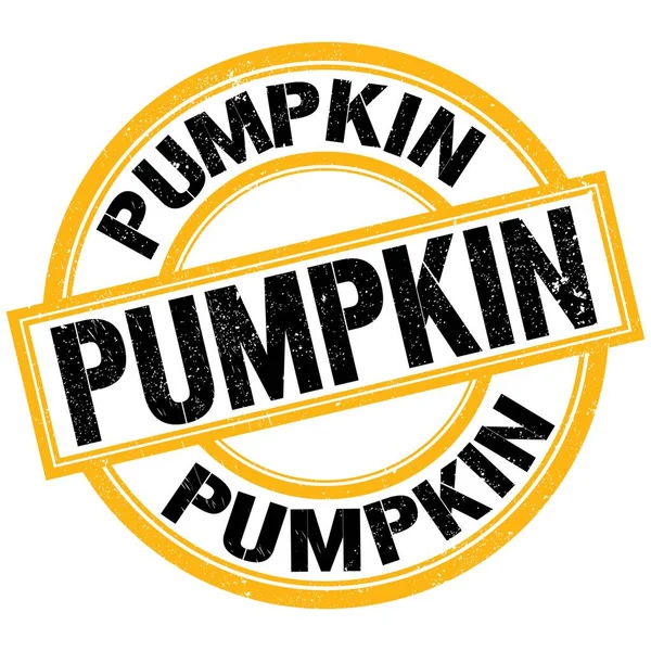 Pumpkin Texto Escrito Amarillo Negro Signo Sello Redondo — Foto de Stock