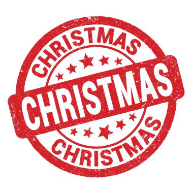 Kırmızı grungy mühür işareti üzerine yazılmış Noel metni.